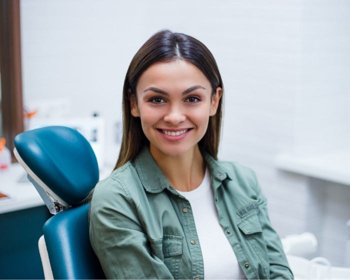 Woman smiling in dental chair