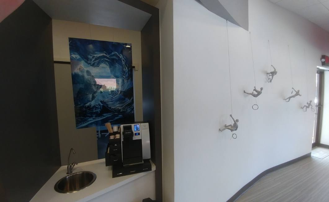 Coffee machine and sink in dental office